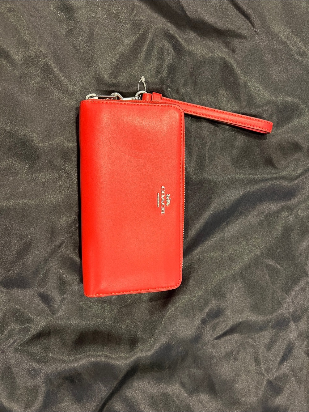 Coach Red Leather Zip-Around Wristlet